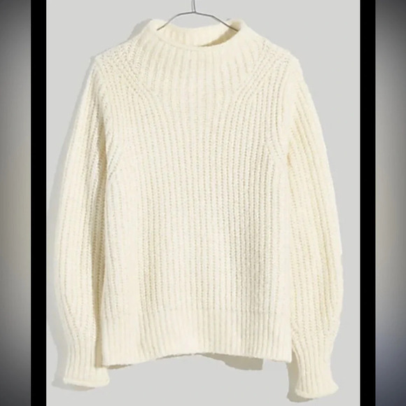 Madewell NWT $98 Loretto Cream Ivory Mockneck Pullover Sweater Plus Size large - Picture 1 of 7